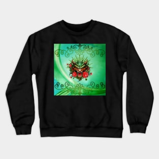 Wonderful colorful dragon head with flowers Crewneck Sweatshirt